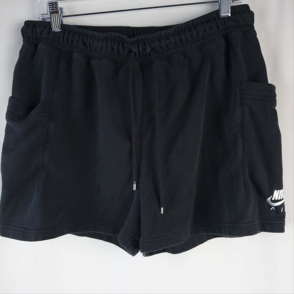 Nike Air Black Sweat Shorts Size L Drawstring Pocket Athletic Training